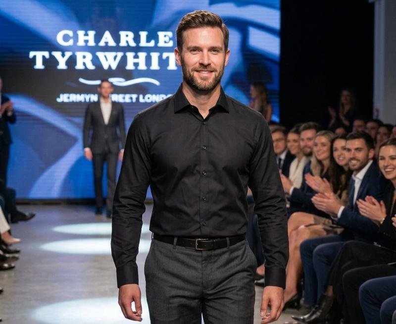 Мужской Charles Tyrwhitt Сорочка Чёрный Хлопок L