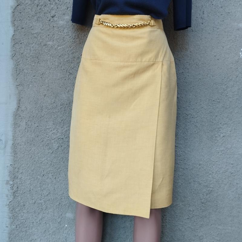 Женская Celine Юбка Жёлтый Лен Шелк M