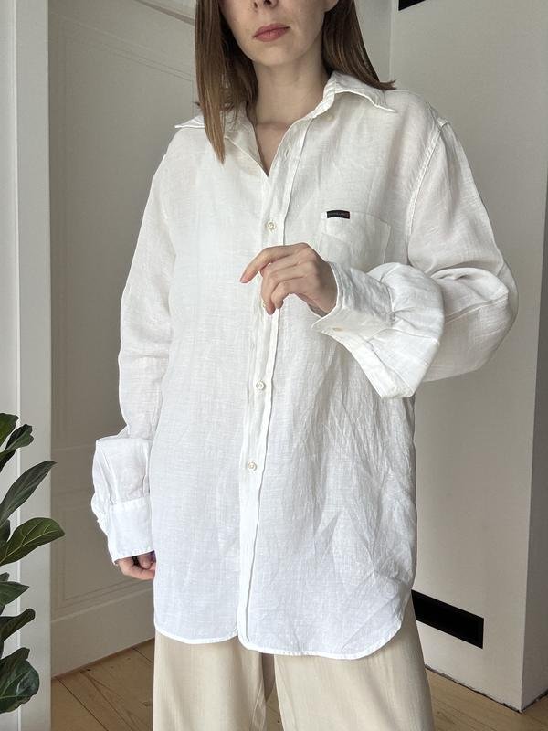 Мужской Corneliani Рубашка Белая Лен M