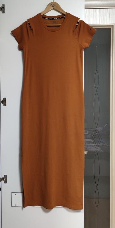 Women DKNY Dress Brown Cotton M