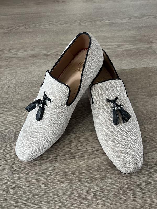 Homme Christian Louboutin Chaussures Beige Textile