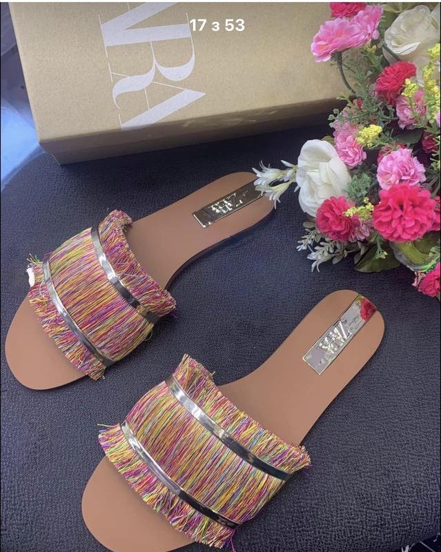 Женские ZARA Сандалии Разноцветный Текстиль 38
