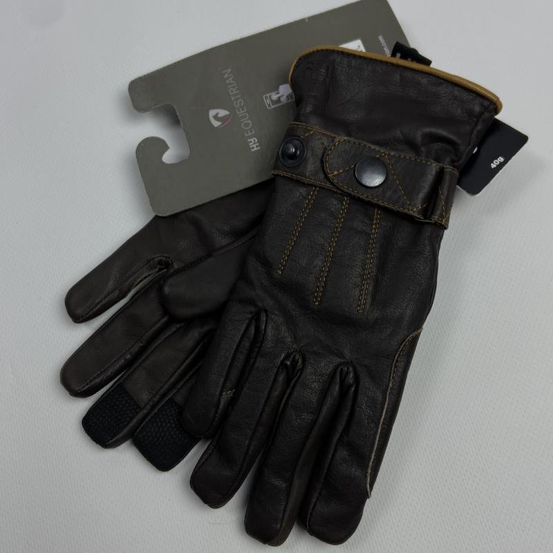 Women Hy Equestrian Gloves Brown Leather S