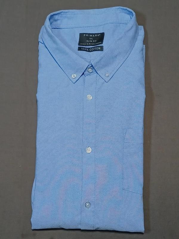 Uomo Primark Camicia Blu Cotone 3XL