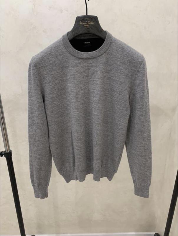 Herren Hugo Boss Pullover Grau Wolle S
