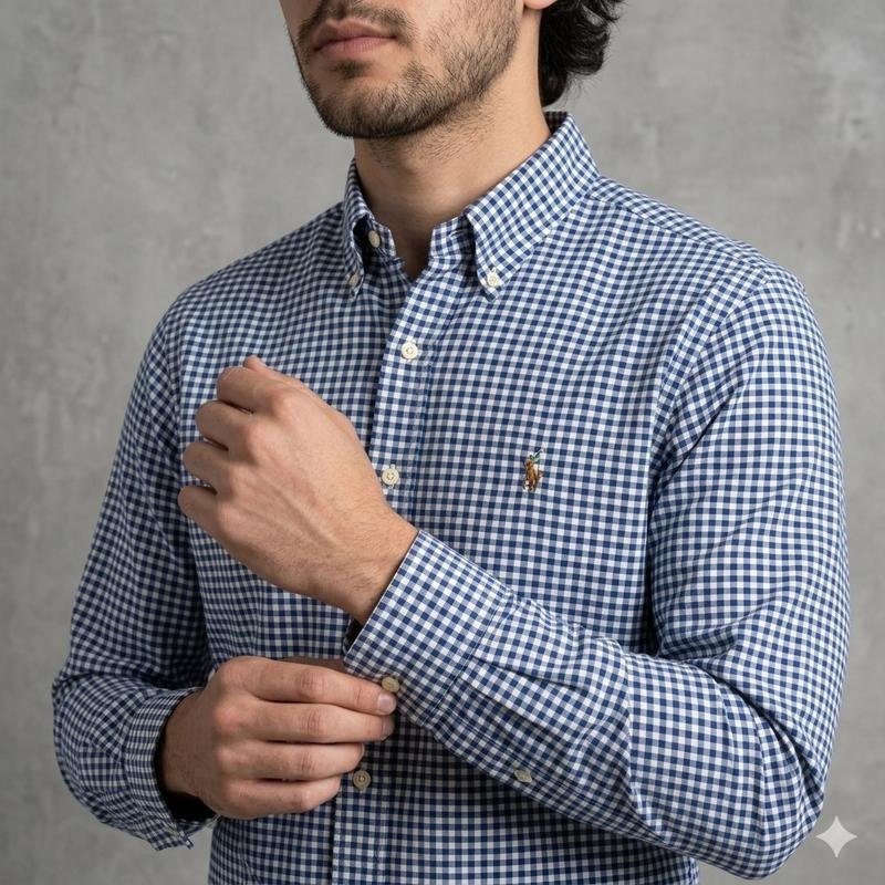 Men Polo Ralph Lauren Shirt Navy Cotton M