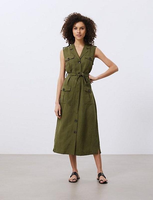 Damen Jaeger Kleid Khaki Viskose XL