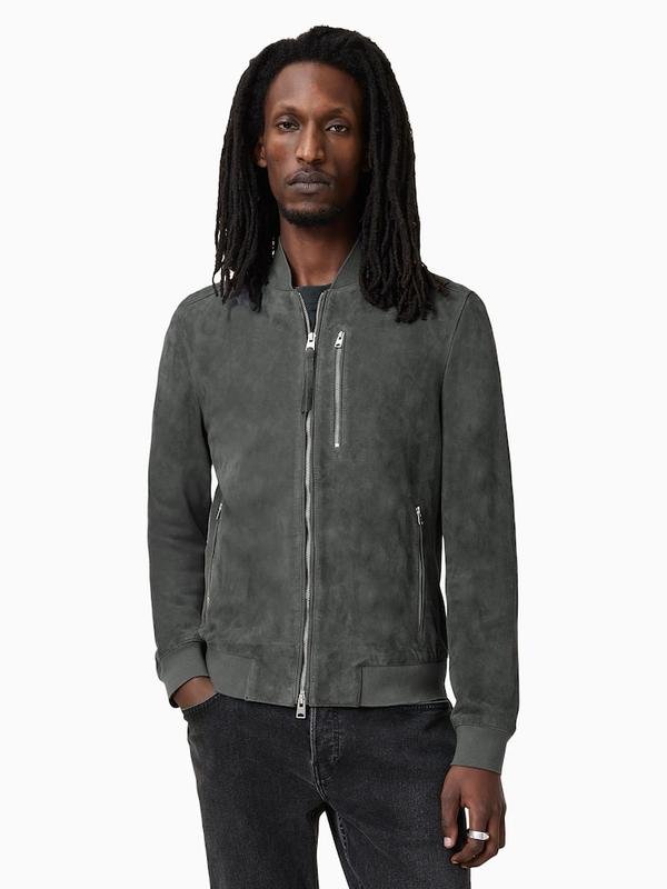 Herren AllSaints Jacke Grau Wildleder L