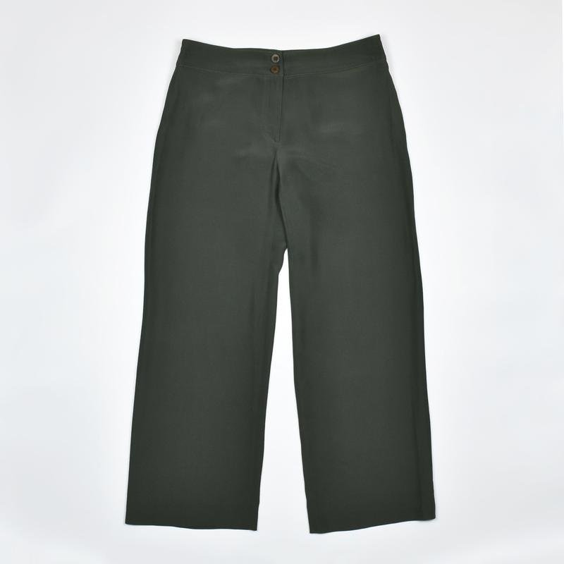 Femme Armani Collezioni Pantalon Olive Coton 42