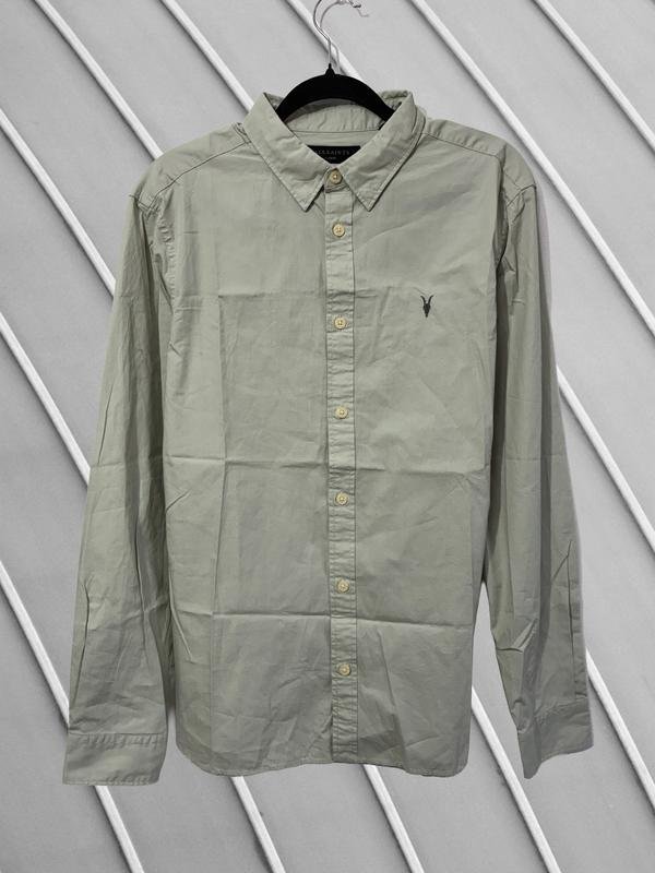Herren AllSaints Hemd Oliv Baumwolle M