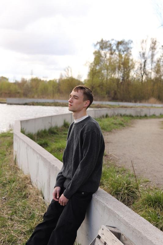 Мужской ACW85 Свитер Серый Шерсть L