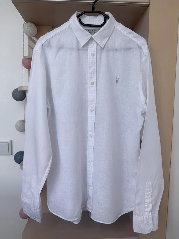 Herren AllSaints Hemd Weiß Leinen S