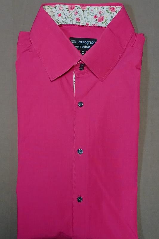 Herren Marks & Spencer Hemd Fuchsia Baumwolle XL