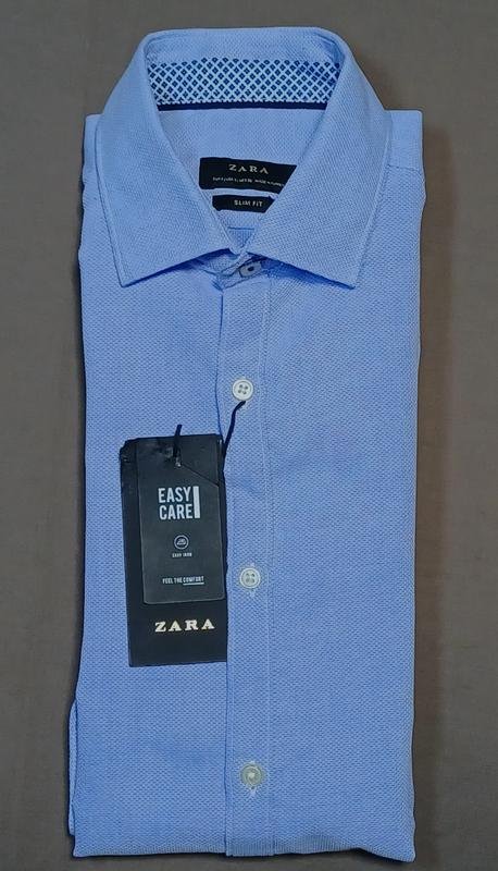 Men ZARA Shirt Blue Cotton XXS