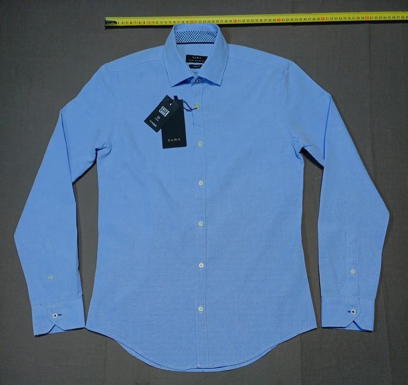 Men ZARA Shirt Blue Cotton XXS
