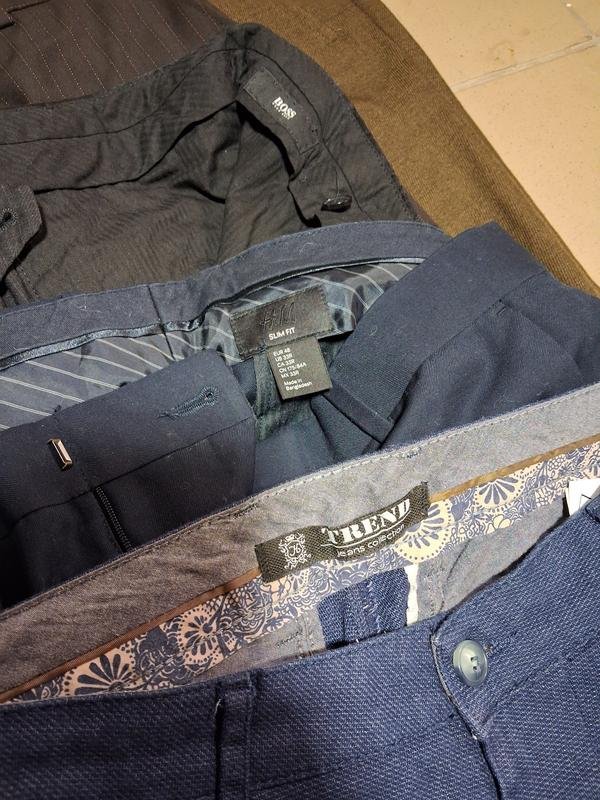 Мужские Boss Брюки Тёмно-синие Полиэстер 48