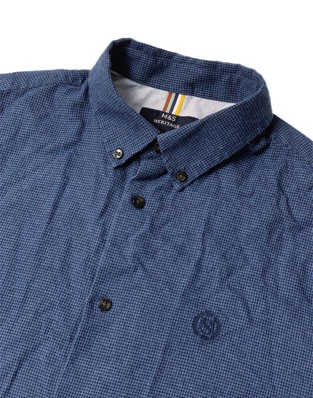 Herren Marks & Spencer Hemd Marineblau Baumwolle S