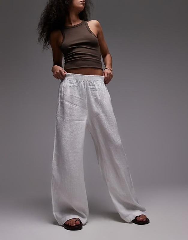 Damen Reformation Hosen Weiß Leinen M