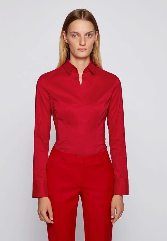 Donna Hugo Boss Camicia Rossa Cotone 36