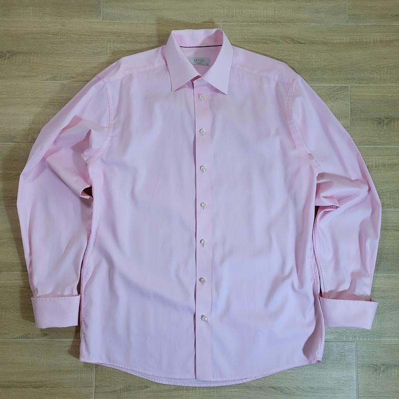 Herren Eton Hemd Rosa Baumwolle L