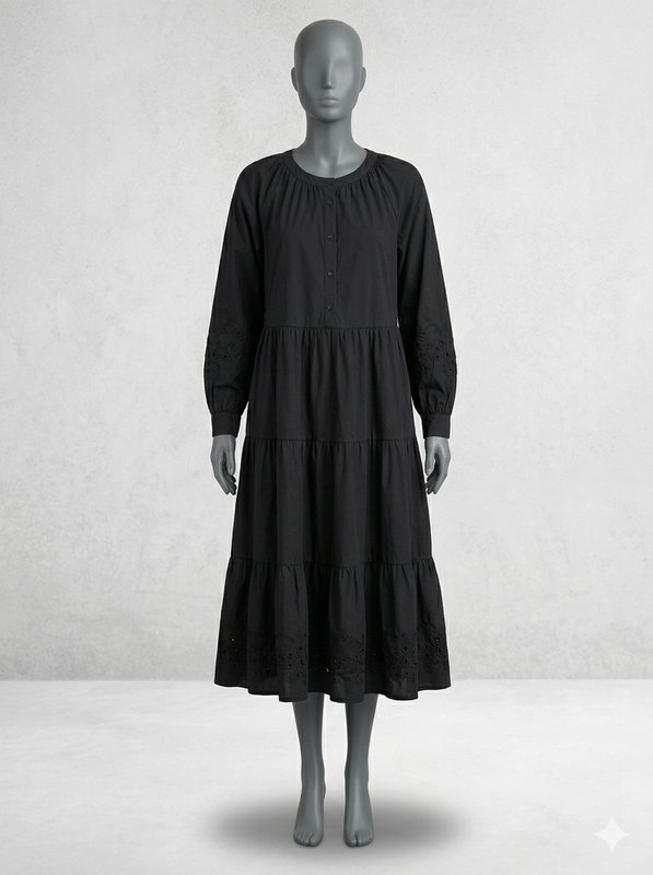 Donna Jessica (C&A) Abito Nero Cotone 42