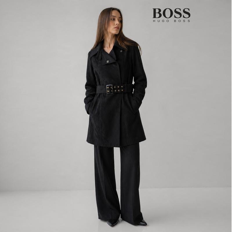 Femme Boss Manteau Noir Laine XS