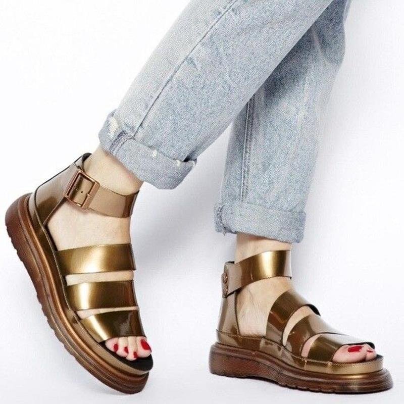 Women Dr. Martens Sandals Gold Leather 36