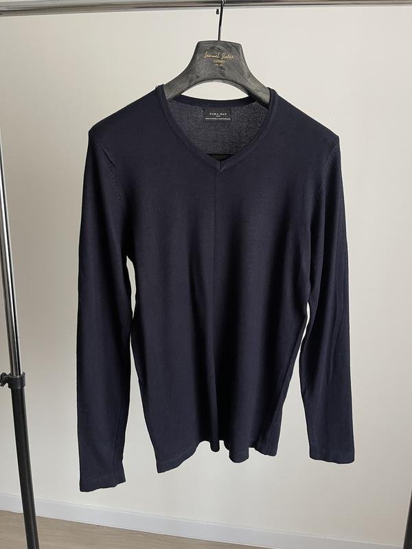 Homme ZARA Pull Bleu Marine Viscose M