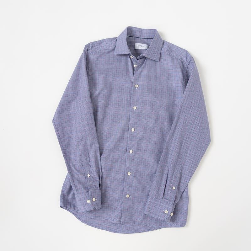 Herren Eton Hemd Lila Baumwolle M
