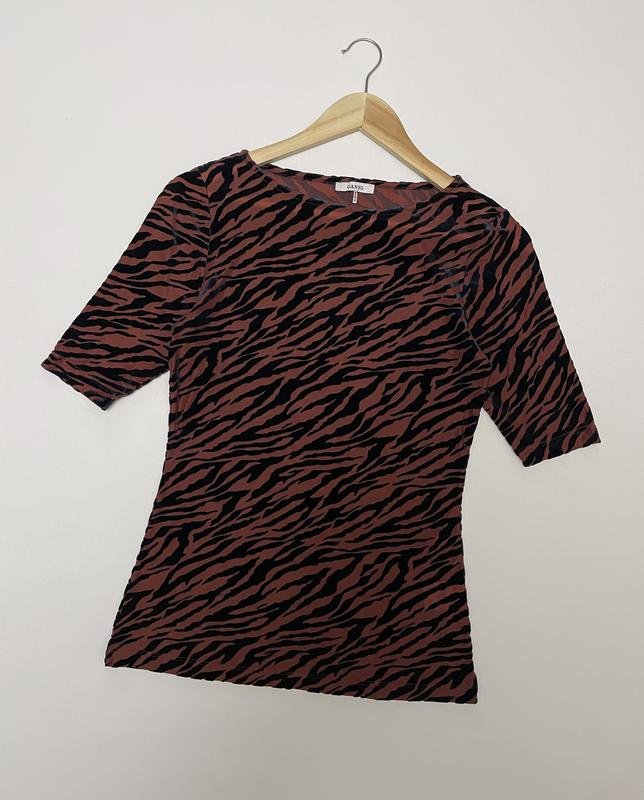 Women Ganni Shirt Brown Polyester 36