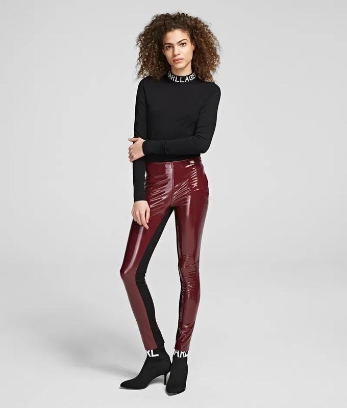 Women Karl Lagerfeld Leggings Burgundy Polyester S