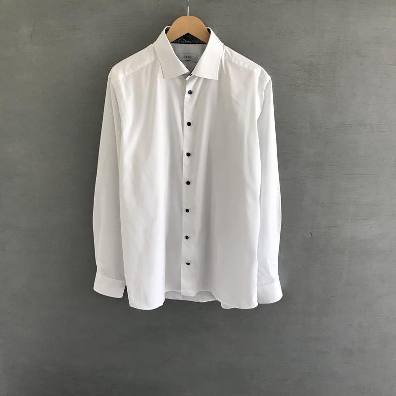 Men Eton Shirt White Cotton XXL