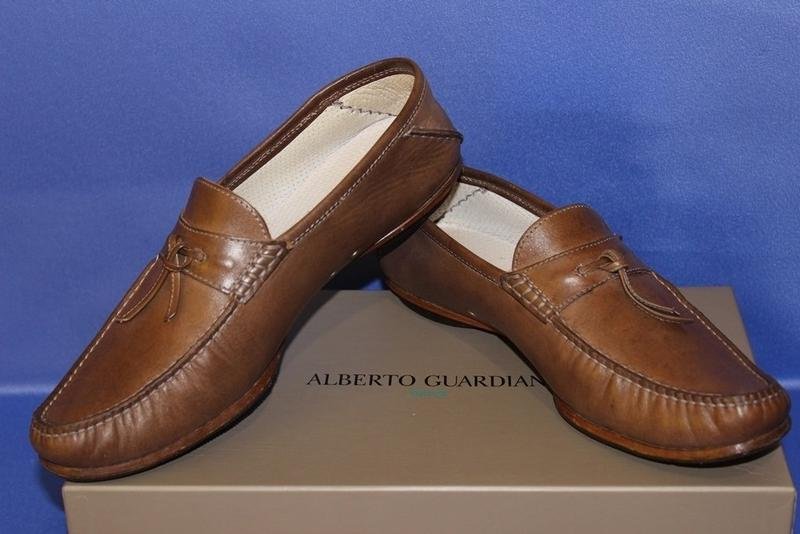 Herren Alberto Guardiani Slipper Braun Leder 40