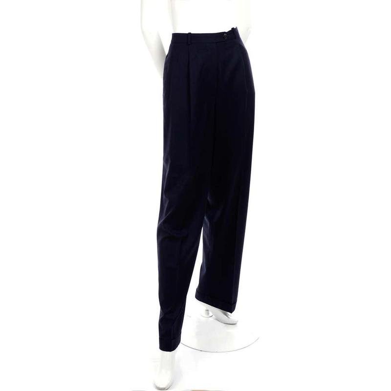 Women Hermes Trousers Grey Wool M