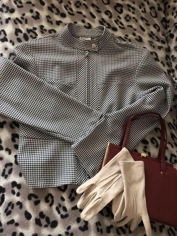 Donna Giacca Vintage Houndstooth Grigio 38 / M /