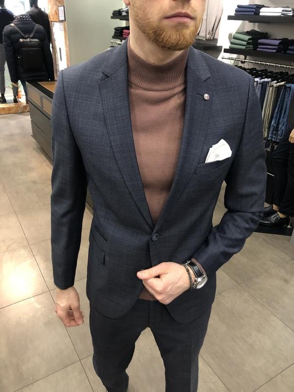 Homme Cacharel Costume Argent Laine 38 / M / 46