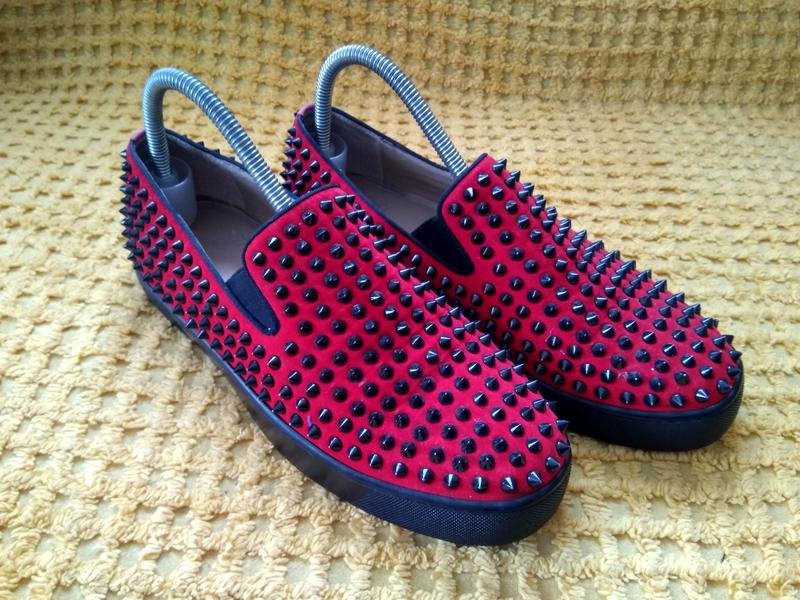 Мужские Christian Louboutin Слипоны Красные Замша