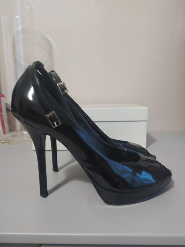 Women Christian Dior Heels Black Patent Leather