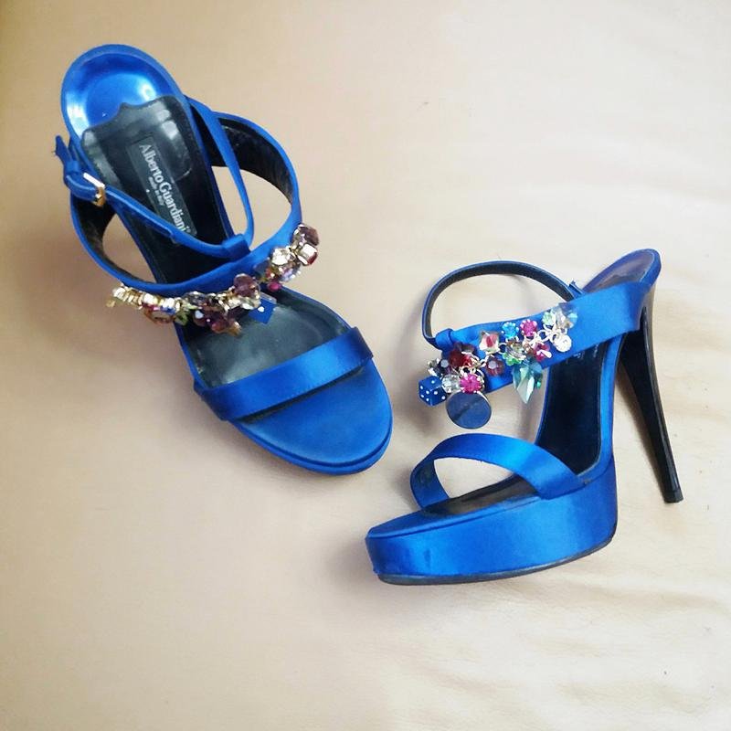 Femme Alberto Guardiani Talons Bleu Marine Satin