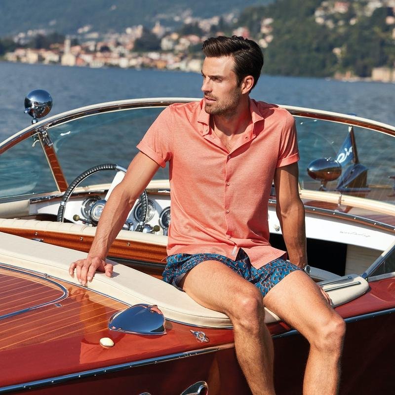 Homme Jacques Britt Chemise Orange Coton 48 / 4XL