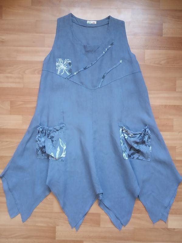 Donna Luigi Borrelli Abito Blu Navy Lino 38 / M /