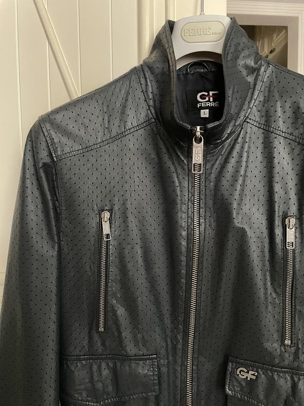 Uomo Gianfranco Ferre Giacca Nera Pelle 42 / XL /