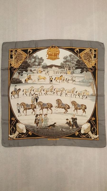 Women Hermes Scarf Grey Silk 90x88