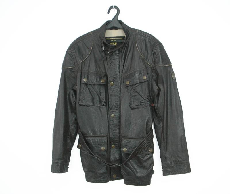 Men Belstaff Jacket Black Leather 44 / XXL / 52
