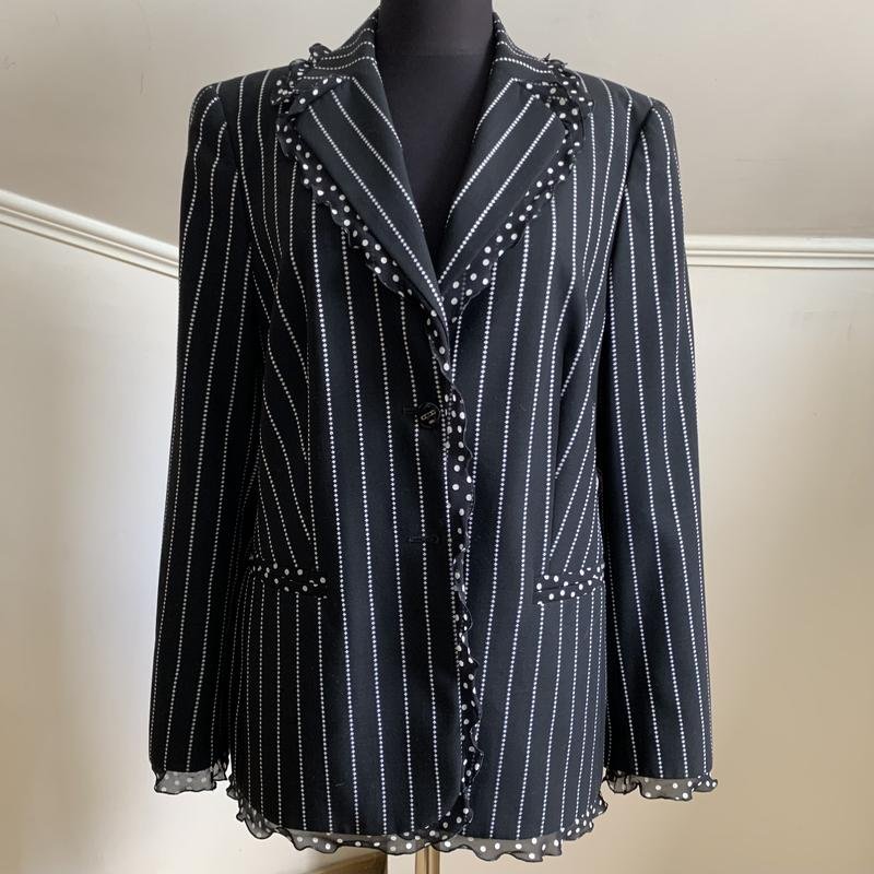 Damen Escada Sakko Schwarz Wolle Seide 40 / L / 48