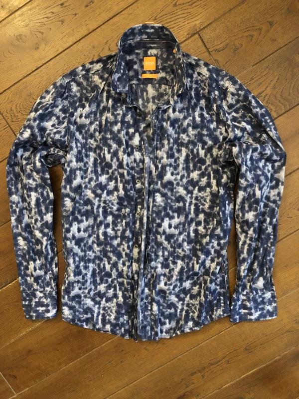 Men BOSS Orange Shirt Navy Cotton 36 / S / 44