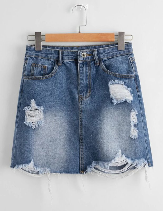 Women Barker Skirt Blue Denim S