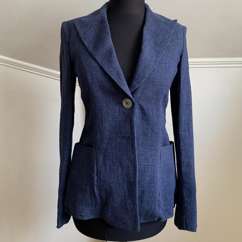 Damen Max Mara Blazer Marineblau Leinen 36 / S /